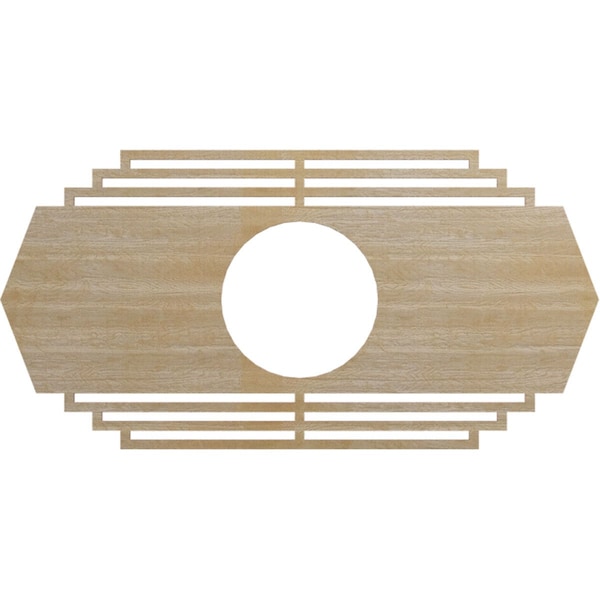 Ekena Millwork Chrysler Wood Fretwork Pierced Ceiling Medallion, Hickory, 28"W x 14"H x 7 3/8"ID x 3/8"T CMWP28X14X0375CSHI - main